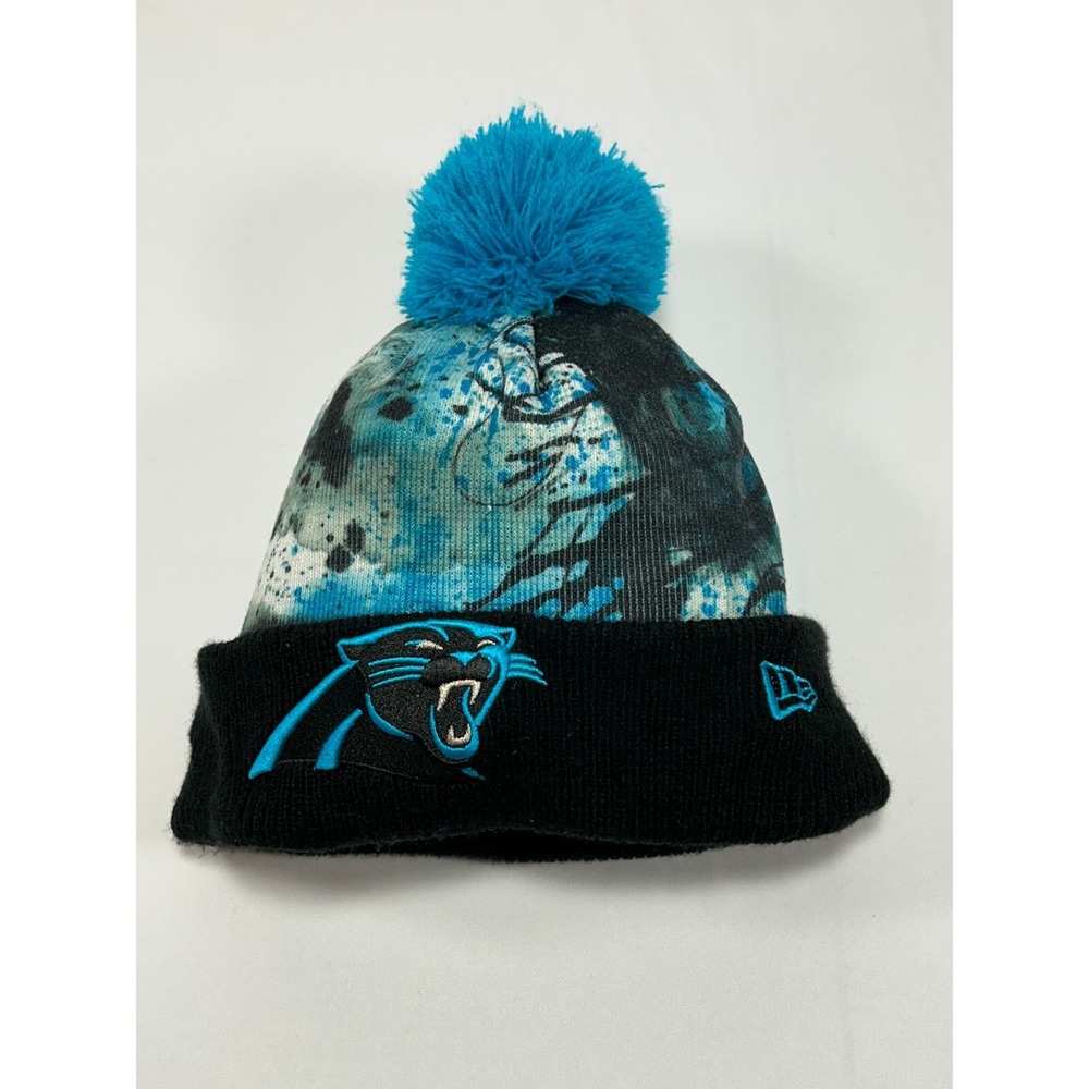 NFL New Era Carolina Panthers Graffiti Cuffed Knit Hat with Pom